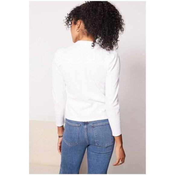 Nation LTD Juniper Femme Collarless Snap Tee Optic White, Sz XS - Picture 9 of 15